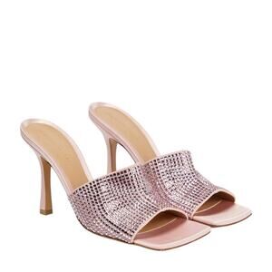 Bottega Veneta EU 36 US 6 Sandals Pink Camellia Sparkle Crystal Mules Heel